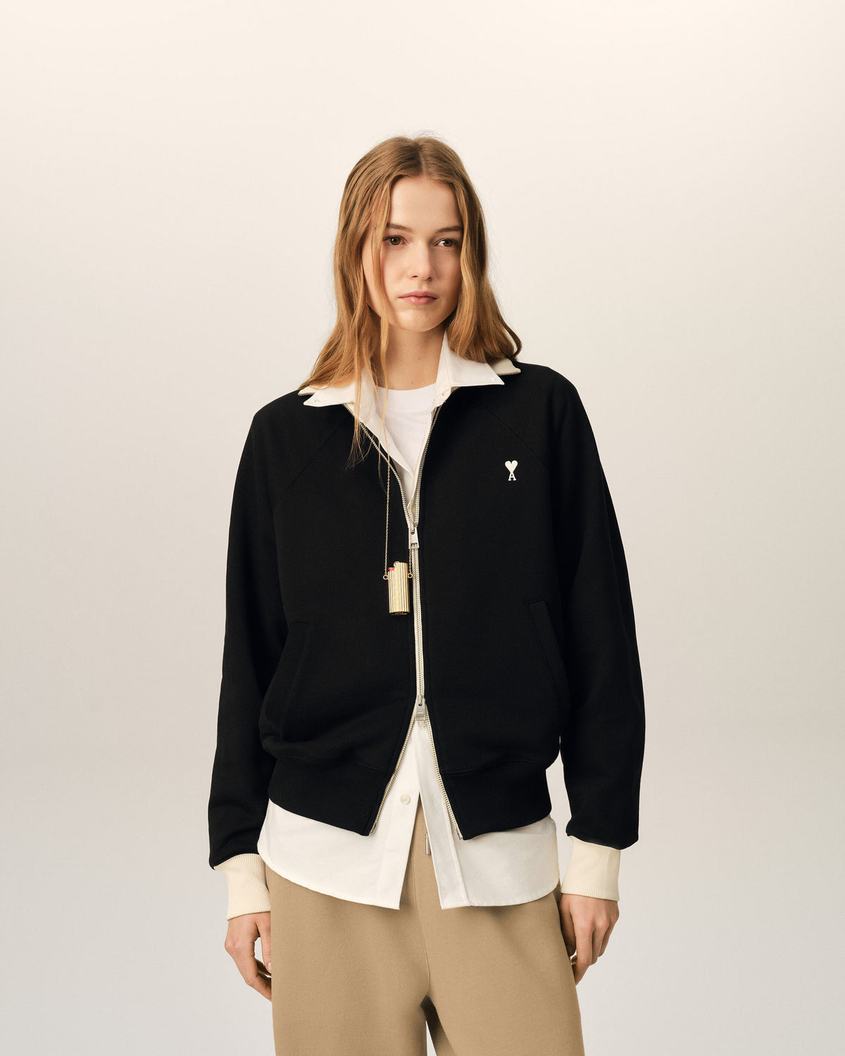 Sweatshirt zippé noir en coton Ami de Coeur - 8