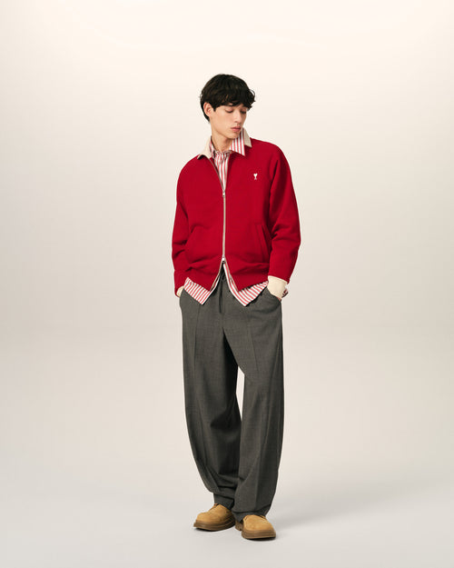Ami de Coeur Sweatshirt mit Reißverschluss aus roter Baumwolle - Herren - 3 - AMI Paris - Ami Paris