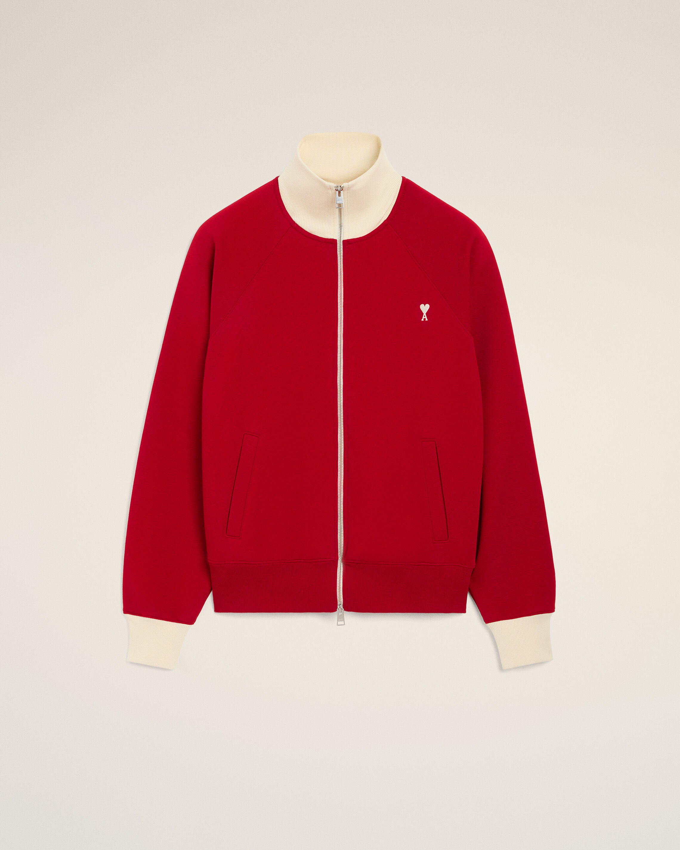 Ami de Coeur Sweatshirt mit Reißverschluss aus roter Baumwolle - 1