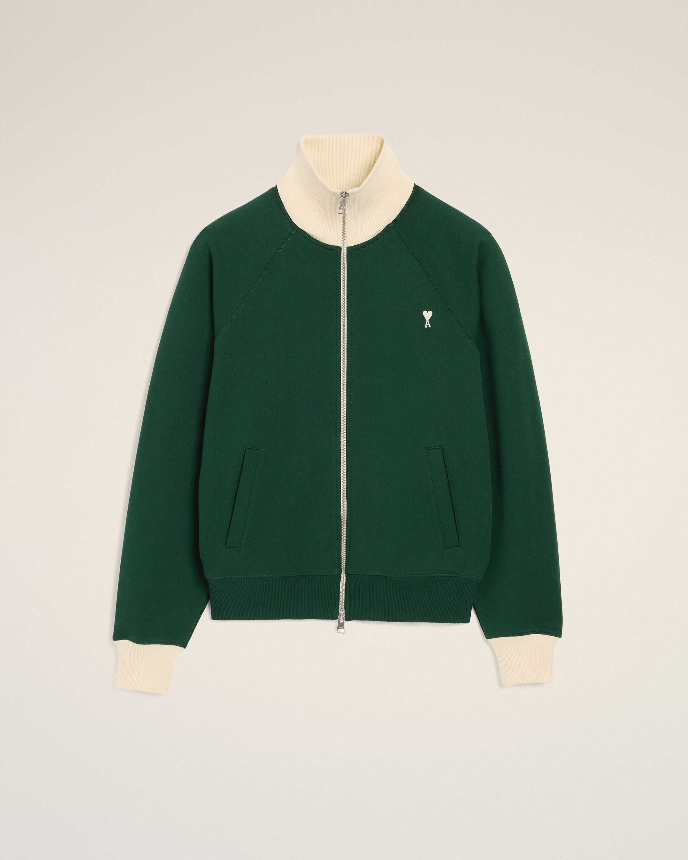 Green zipped cotton sweatshirt with Ami de Coeur - 7