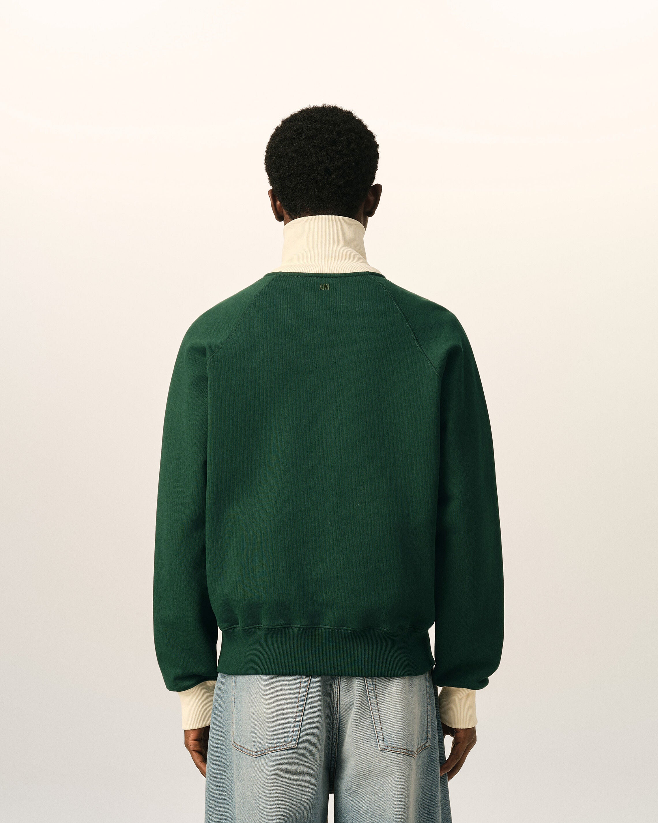 Green zipped cotton sweatshirt with Ami de Coeur - 5