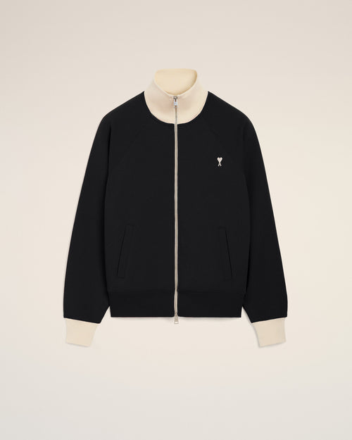 Ami de Coeur Sweatshirt mit Reißverschluss aus schwarzer Baumwolle - SCHWARZ/IVORY - Ami Paris