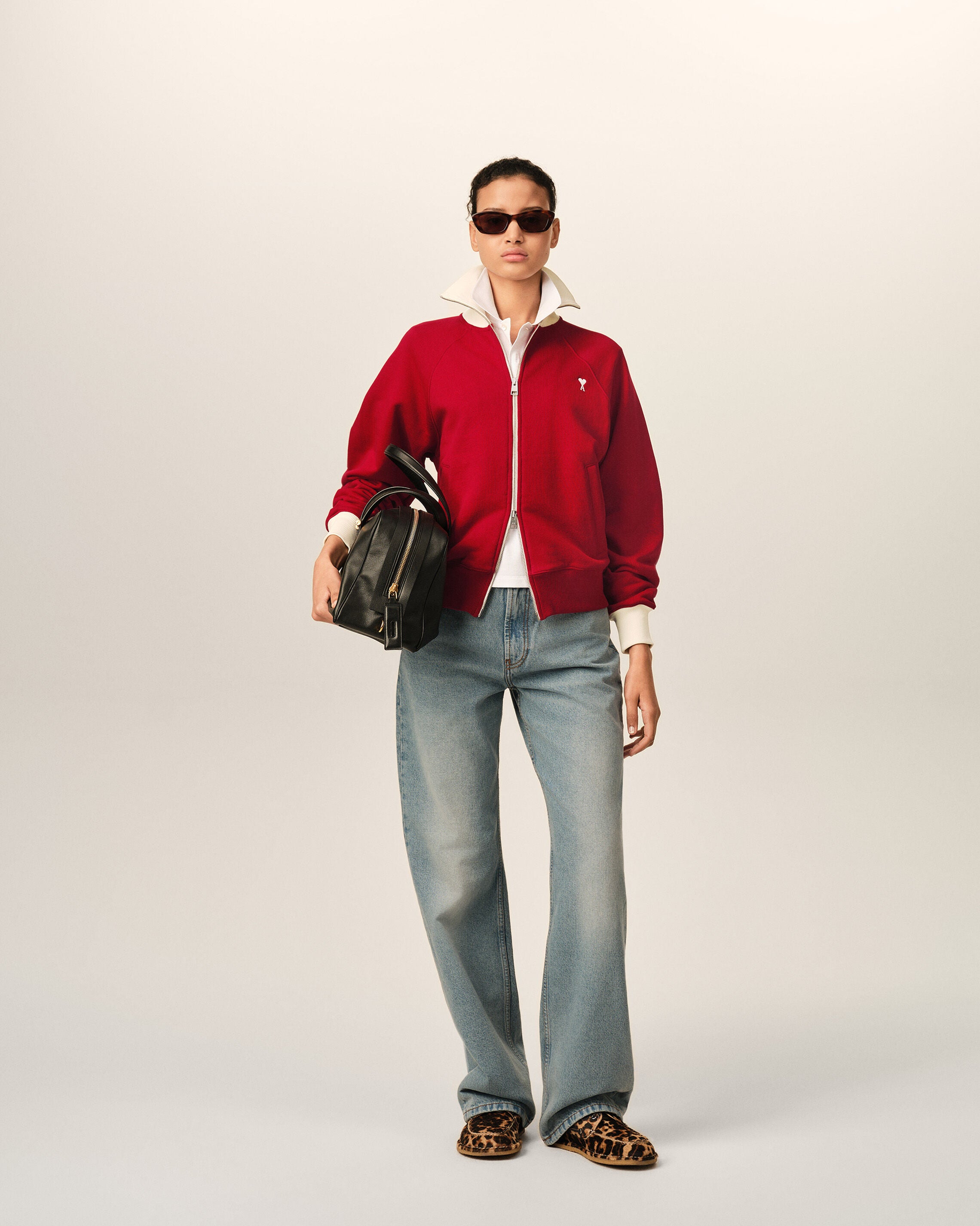 Ami de Coeur Sweatshirt mit Reißverschluss aus roter Baumwolle - 10