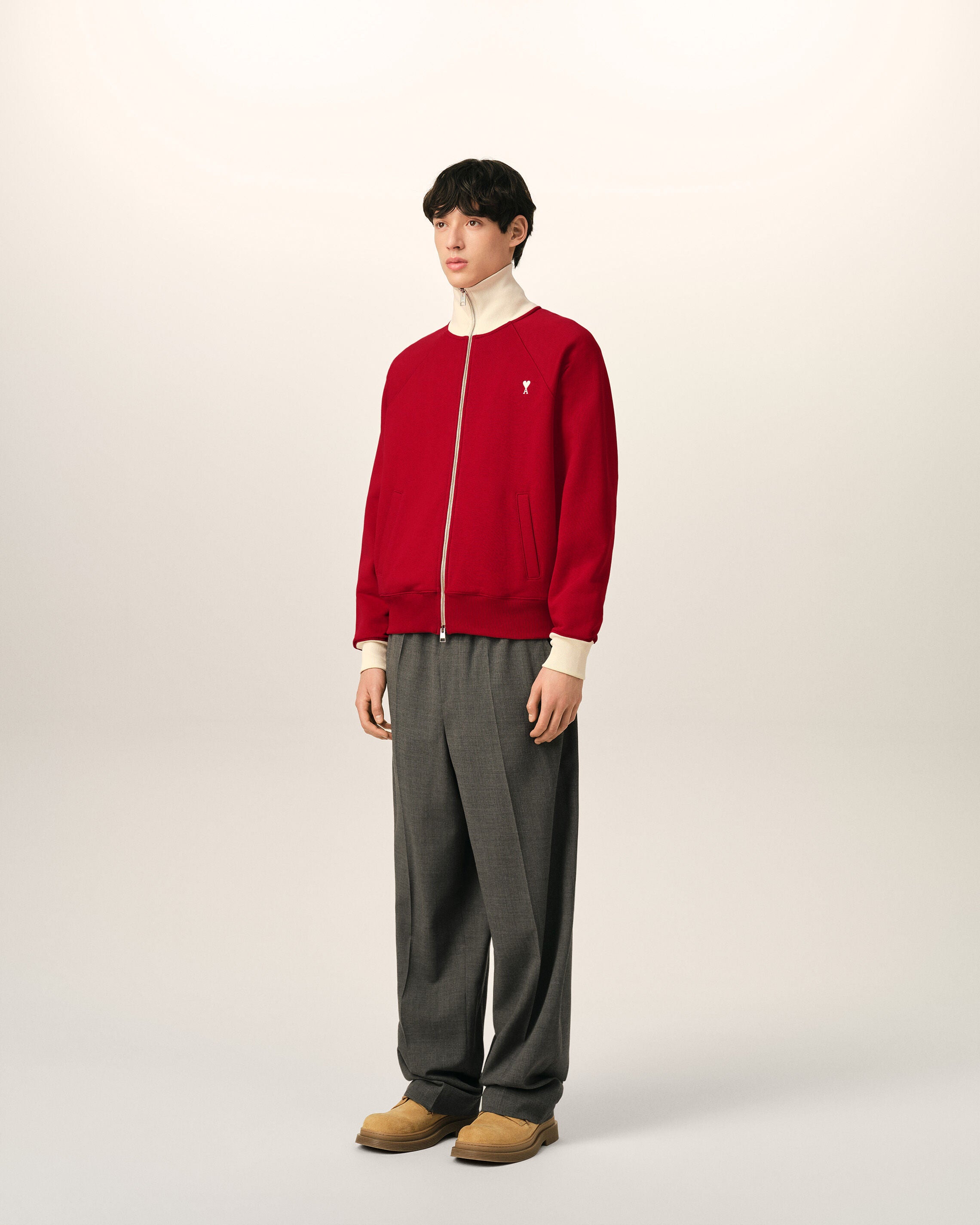 Ami de Coeur Sweatshirt mit Reißverschluss aus roter Baumwolle - 6