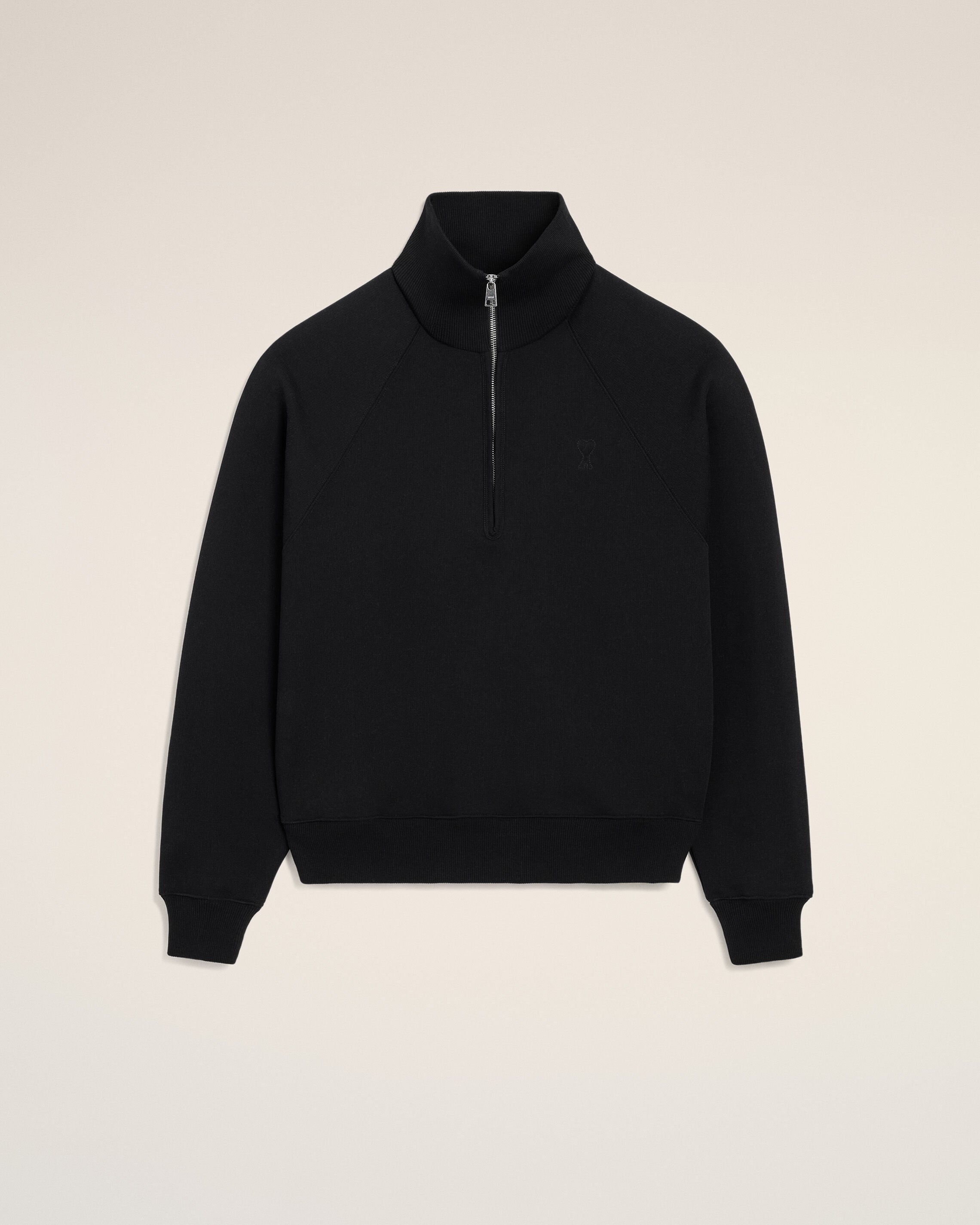 Sweatshirt noir zippé en coton Ami de Coeur embossé - 1