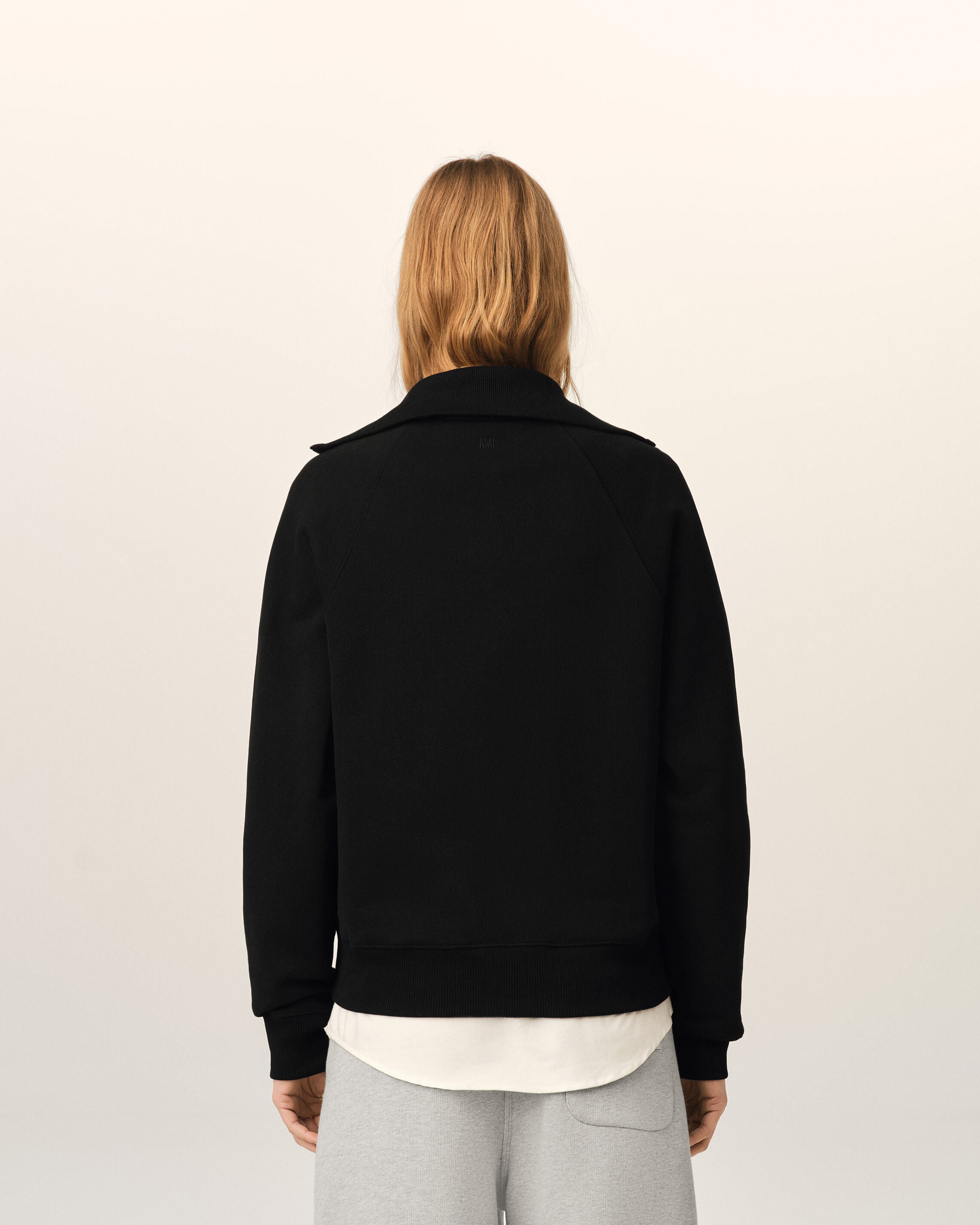 Sweatshirt noir zippé en coton Ami de Coeur embossé - 11