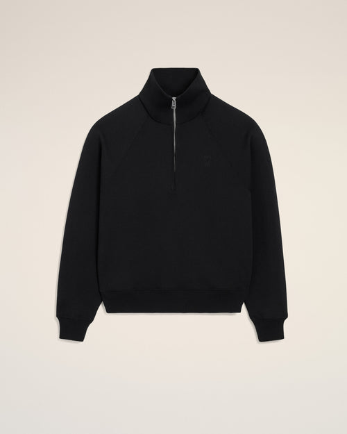 Sudadera con cremallera de algodón negra Ami de Cœur en relieve - Mujer - 7 - AMI Paris - Ami Paris