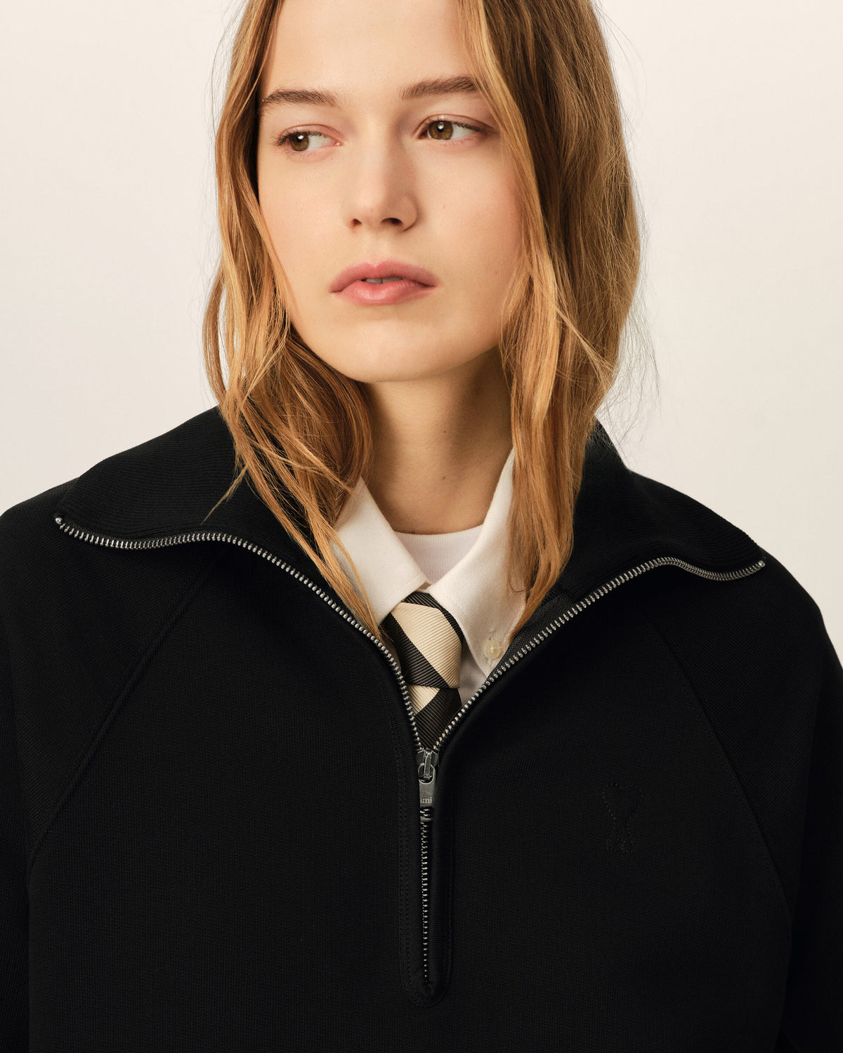 Sudadera con cremallera de algodón negra Ami de Cœur en relieve - 10
