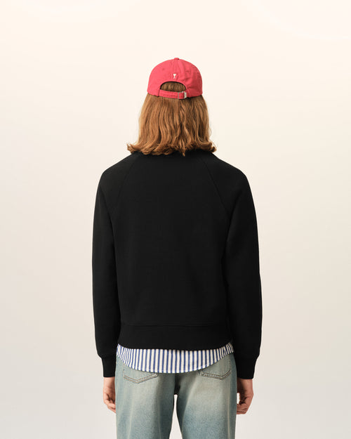 Sudadera con cremallera de algodón negra Ami de Cœur en relieve - Hombre - 5 - AMI Paris - Ami Paris