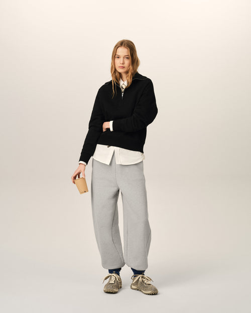 Sudadera con cremallera de algodón negra Ami de Cœur en relieve - Mujer - 9 - AMI Paris - Ami Paris