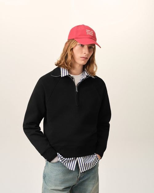 Sudadera con cremallera de algodón negra Ami de Cœur en relieve - Hombre - 2 - AMI Paris - Ami Paris