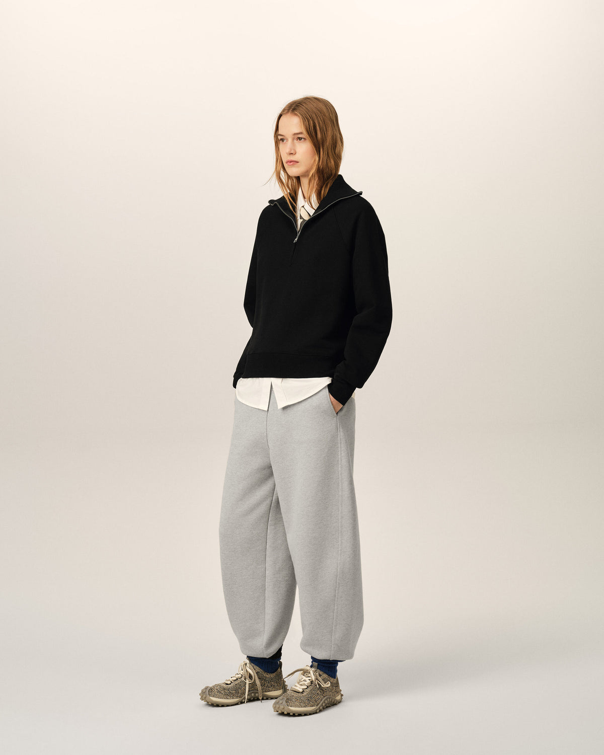 Sudadera con cremallera de algodón negra Ami de Cœur en relieve - 12