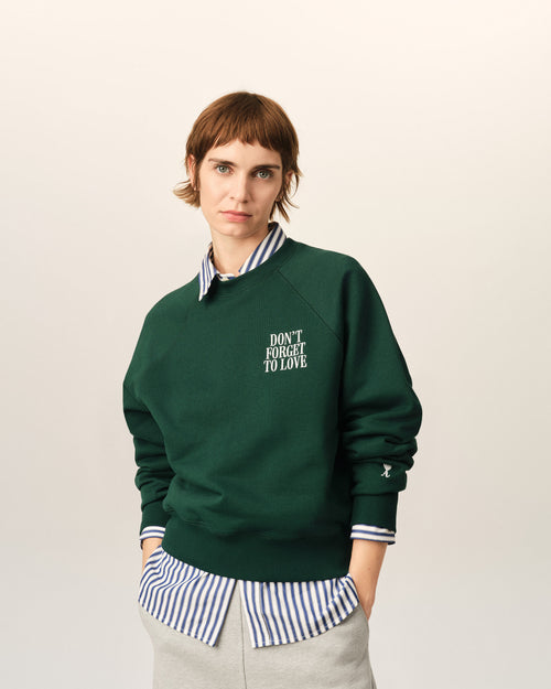 Green cotton "Don't forget to love" sweatshirt - Woman - 9 - AMI Paris - Ami Paris