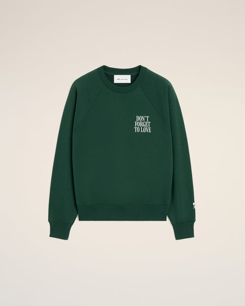 Green cotton "Don't forget to love" sweatshirt - Woman - 8 - AMI Paris - Ami Paris