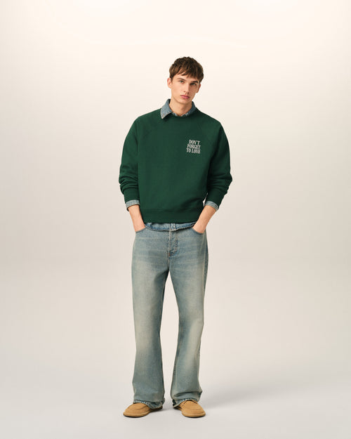 Green cotton "Don't forget to love" sweatshirt - Man - 3 - AMI Paris - Ami Paris
