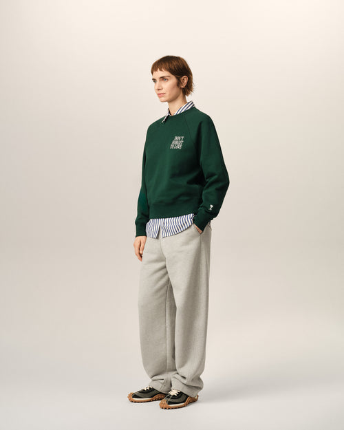 Green cotton "Don't forget to love" sweatshirt - Woman - 13 - AMI Paris - Ami Paris