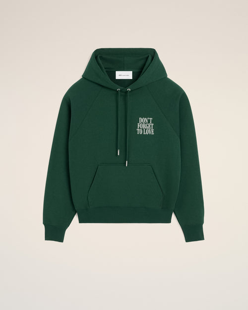                                     Sudadera con capucha verde de algodón "Don't forget to love" - 3                                 - Ami Paris