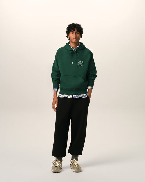 Green cotton "Don't forget to love" hoodie - Man - 3 - AMI Paris - Ami Paris
