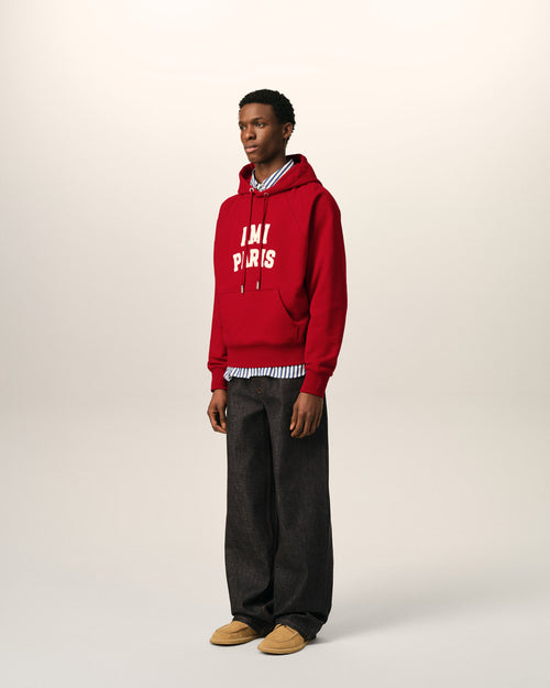 Red cotton hoodie with Ami Paris embroidery - Man - 6 - AMI Paris - Ami Paris