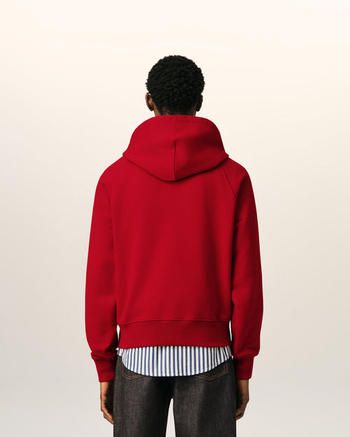 Red cotton hoodie with Ami Paris embroidery - Man - 5 - AMI Paris - Ami Paris