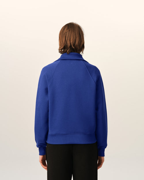 Sweatshirt zippé bleu en coton "Thank you for being a friend" - Femme - 11 - AMI Paris - Ami Paris