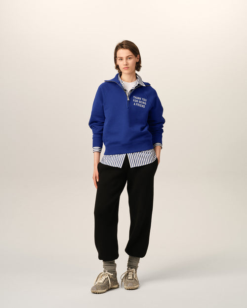 Sweatshirt zippé bleu en coton "Thank you for being a friend" - Femme - 9 - AMI Paris - Ami Paris