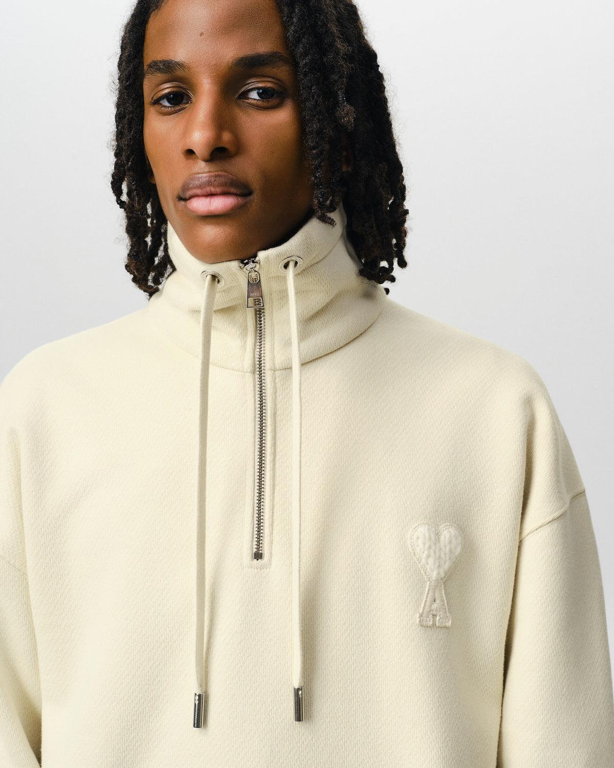 White zipped sweatshirt with Ami de Coeur - 4
