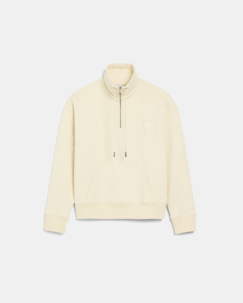White zipped sweatshirt with Ami de Coeur - Woman - 7 - AMI Paris - Ami Paris