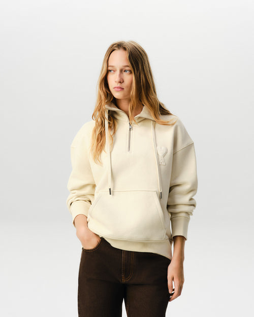 White zipped sweatshirt with Ami de Coeur - Woman - 8 - AMI Paris - Ami Paris