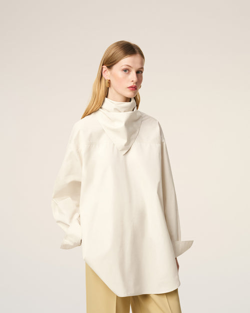 White Cotton Long Sleeves Bandana Blouse - 11 - Ami Paris