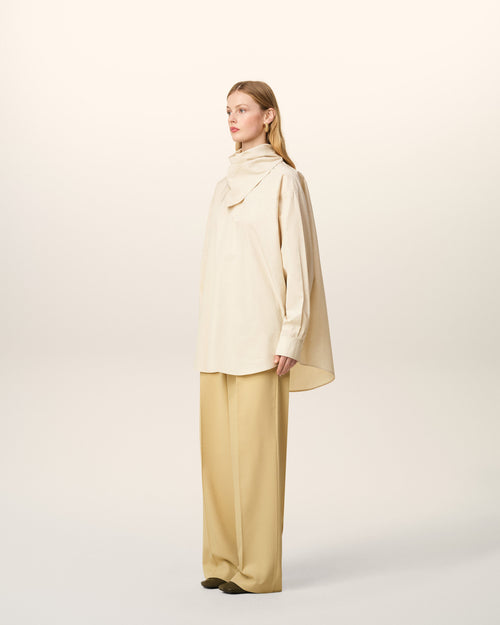 White Cotton Long Sleeves Bandana Blouse - 14 - Ami Paris