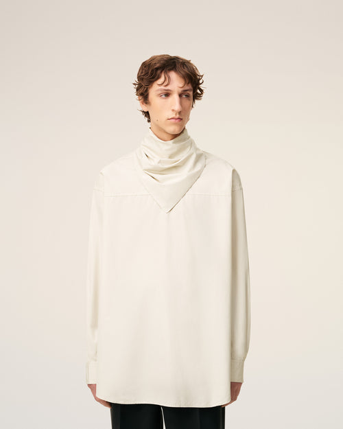 White Cotton Long Sleeves Bandana Blouse - 3 - Ami Paris