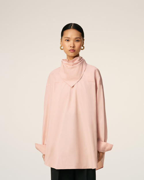 Pink Cotton Long Sleeves Bandana Blouse - 14 - Ami Paris