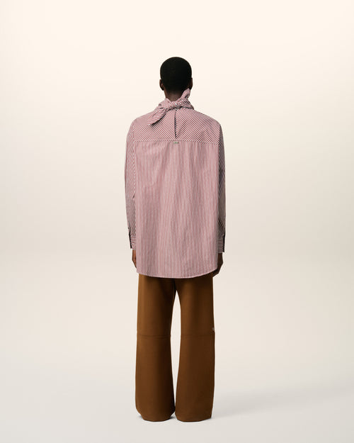 Burgundy Cotton Long Sleeves Striped Bandana Blouse - 5 - Ami Paris