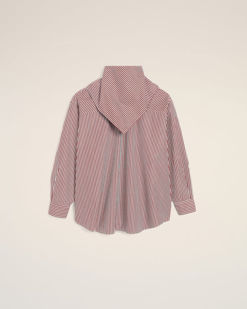 Burgundy Cotton Long Sleeves Striped Bandana Blouse - 4 - Ami Paris