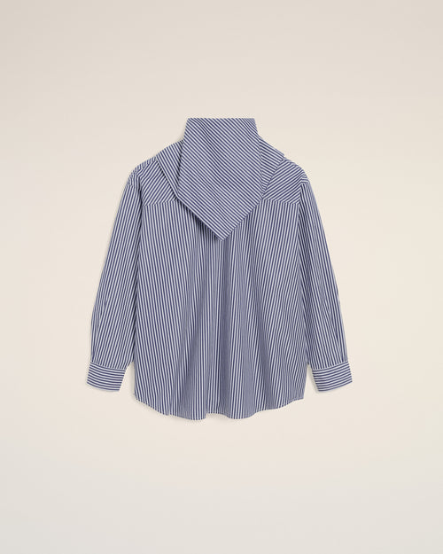 Blue Cotton Long Sleeves Striped Bandana Blouse - 4 - Ami Paris