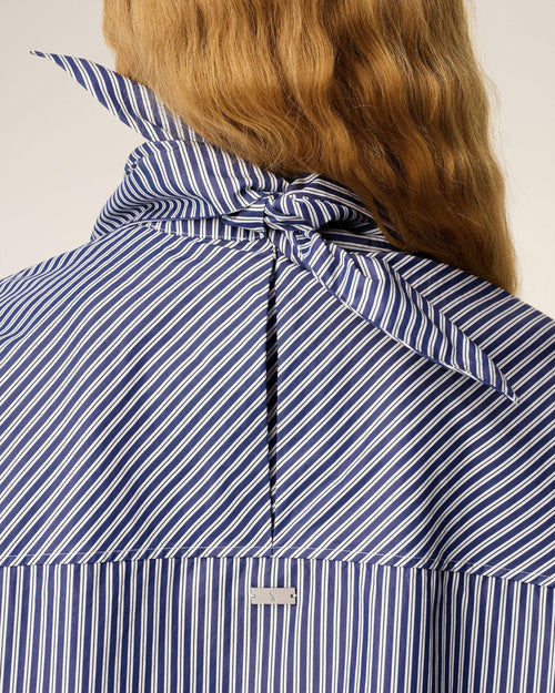 Blue Cotton Long Sleeves Striped Bandana Blouse - 10 - Ami Paris