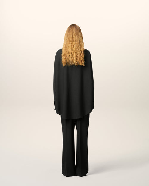 Black Wool Long Sleeves Bandana Blouse - 12 - Ami Paris