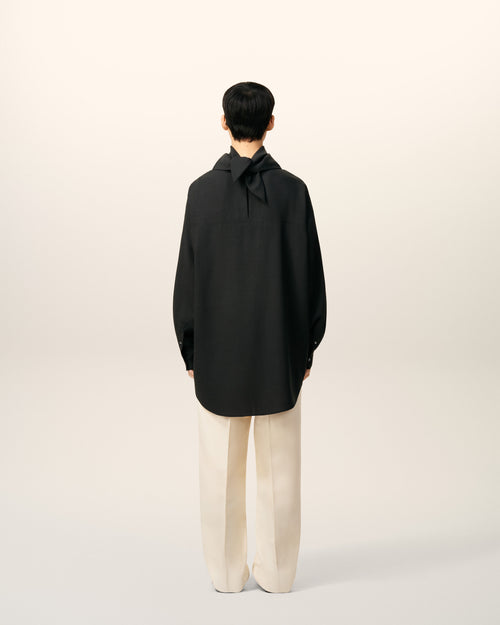 Black Wool Long Sleeves Bandana Blouse - 5 - Ami Paris