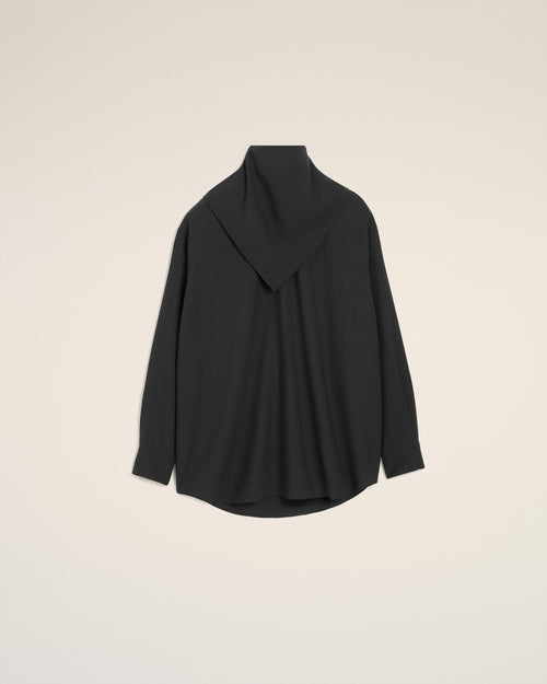                                 Black Wool Long Sleeves Bandana Blouse - 3                             - Ami Paris