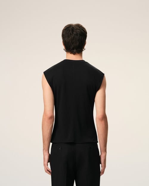 Black Jersey Sleeveless Fitted Top - Man - 5 - AMI Paris - Ami Paris