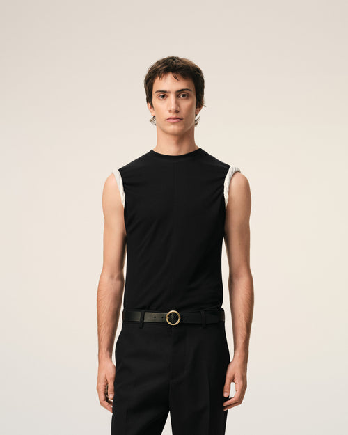 Haut Ajusté Noir Sans Manches en Jersey - 3 - Ami Paris