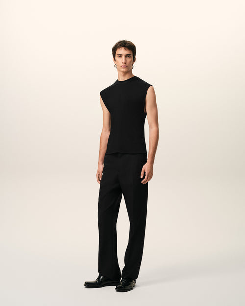 Haut Ajusté Noir Sans Manches en Jersey - 6 - Ami Paris