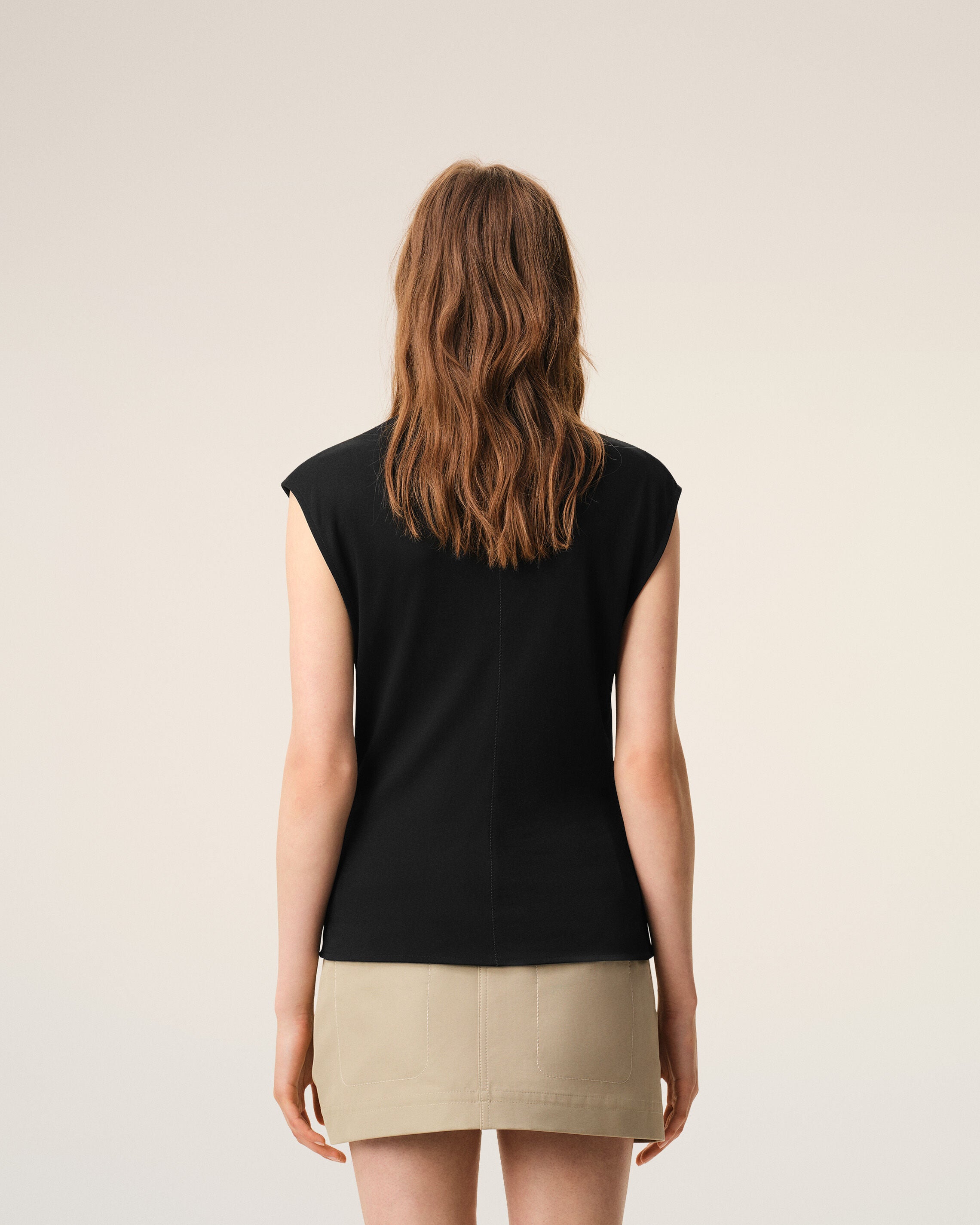 Black Jersey Sleeveless Fitted Top - 12