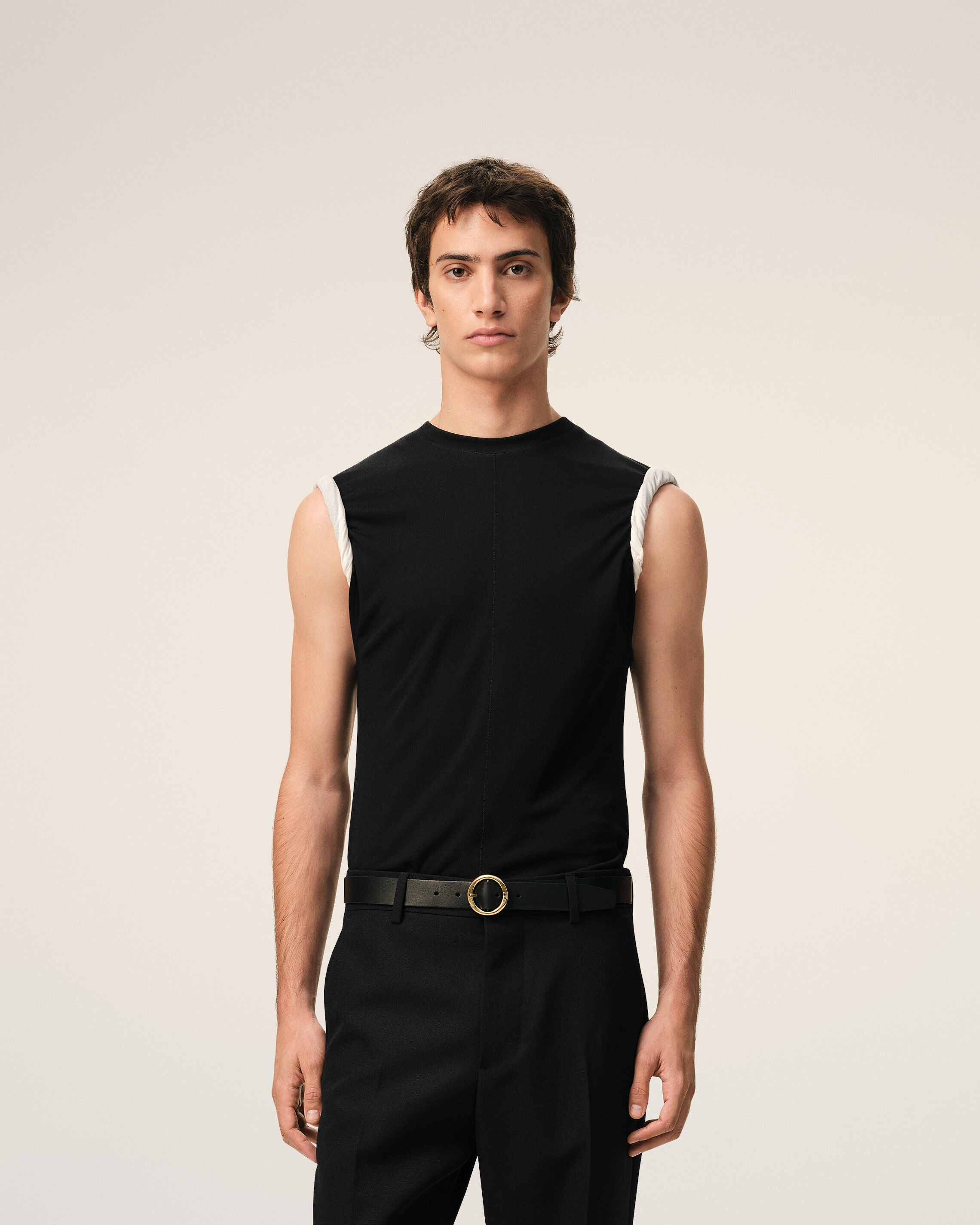 Black Jersey Sleeveless Fitted Top - 3