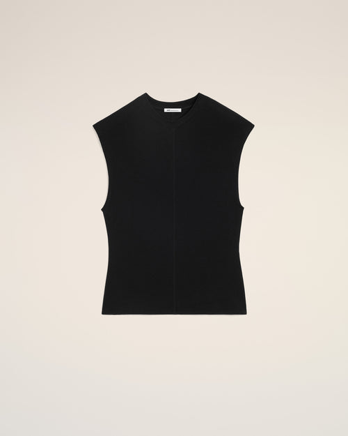 Top ajustado sin mangas de jersey negro - Mujer - 8 - AMI Paris - Ami Paris