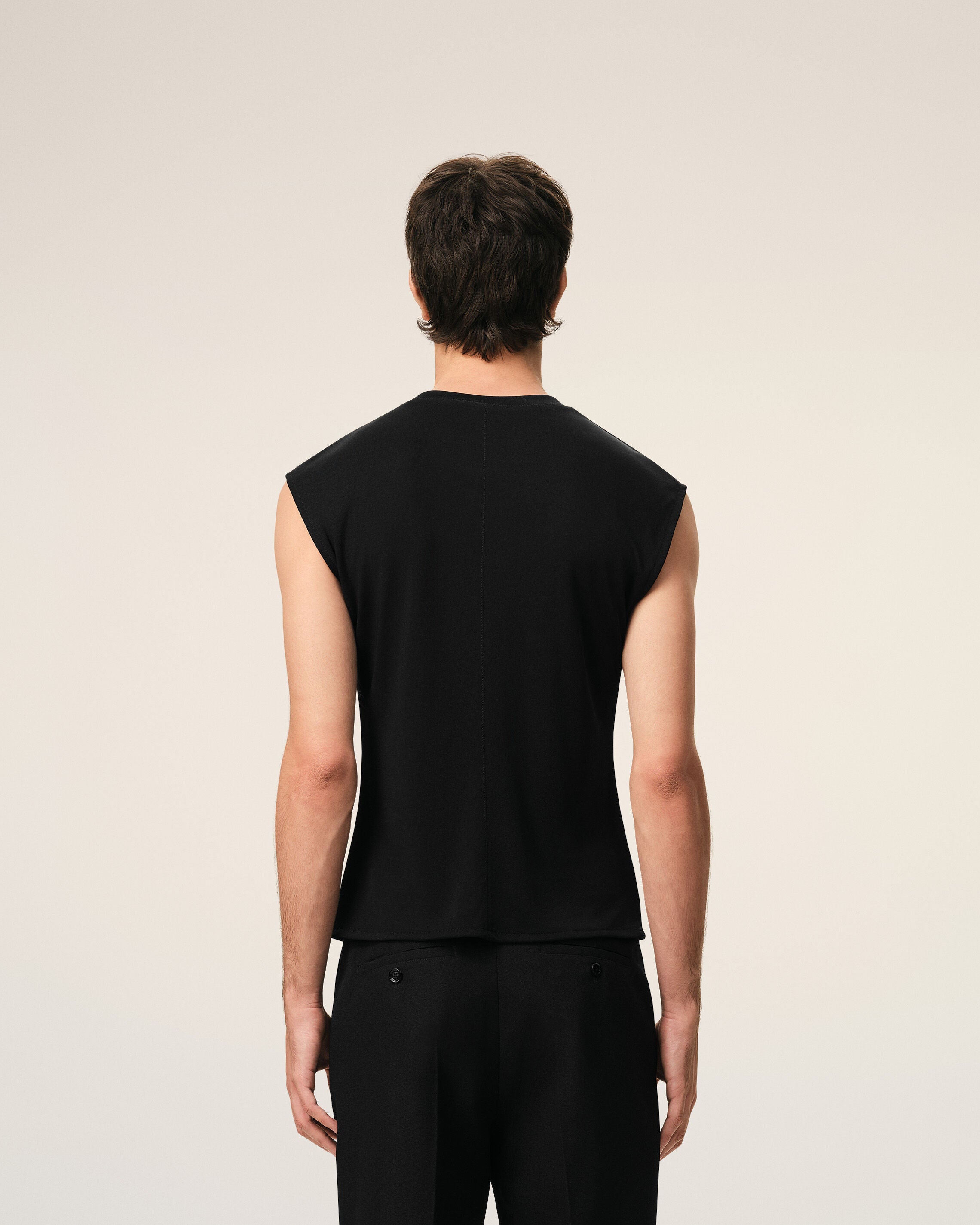 Black Jersey Sleeveless Fitted Top - 5