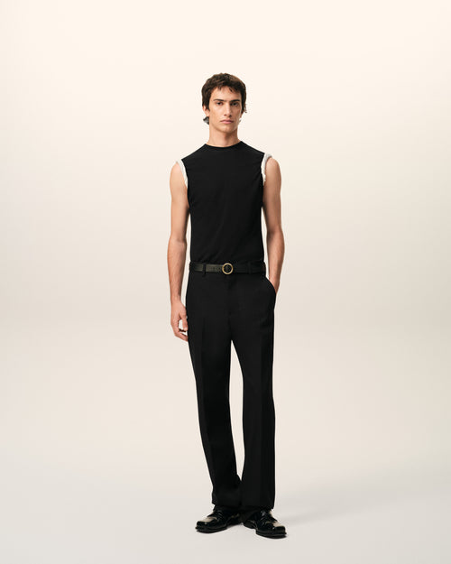 Black Jersey Sleeveless Fitted Top - 1 - Ami Paris