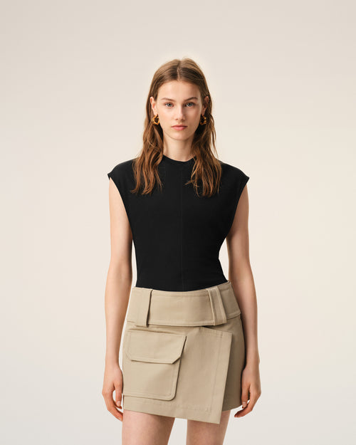 Black Jersey Sleeveless Fitted Top - Woman - 10 - AMI Paris - Ami Paris