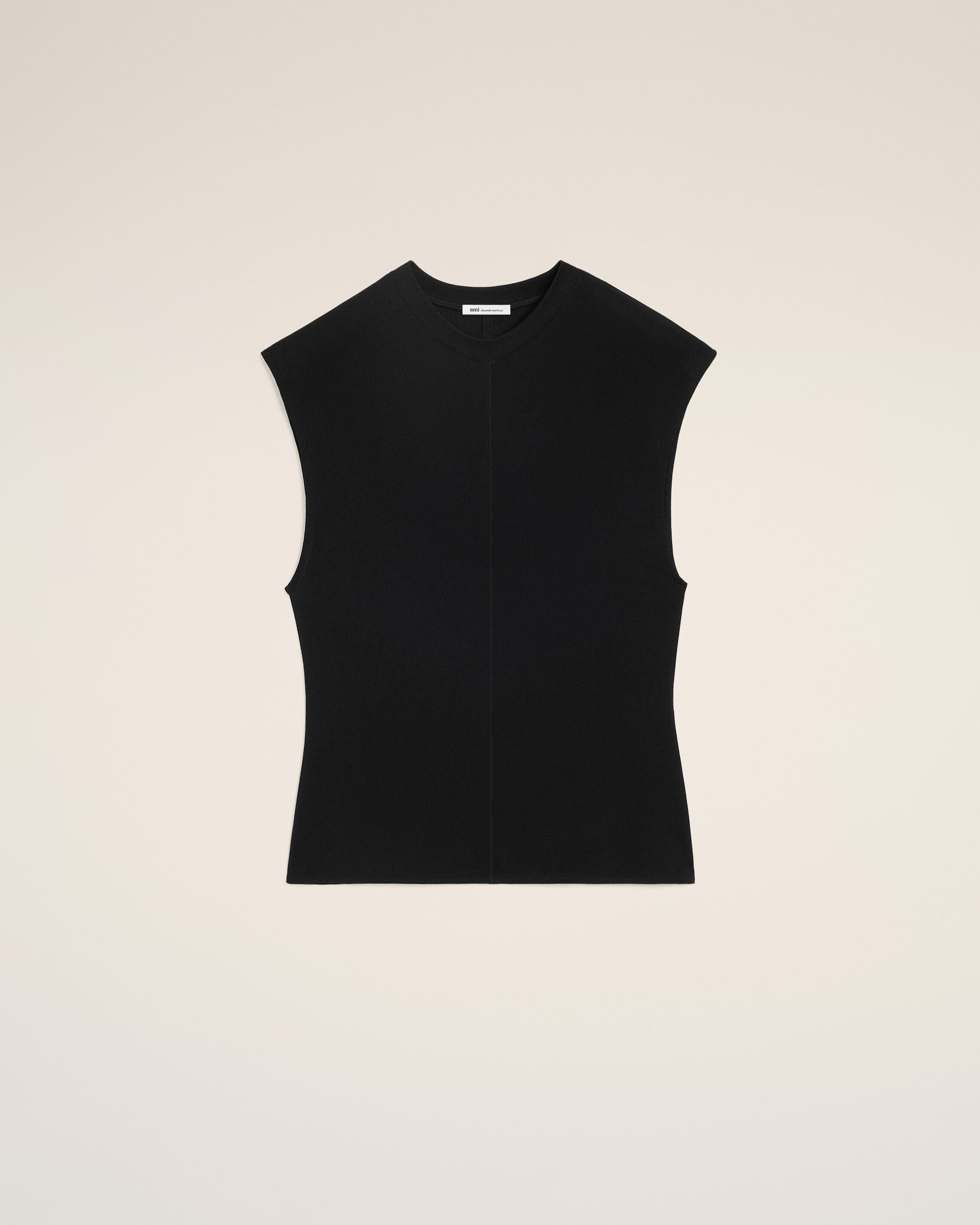 Black Jersey Sleeveless Fitted Top - 1